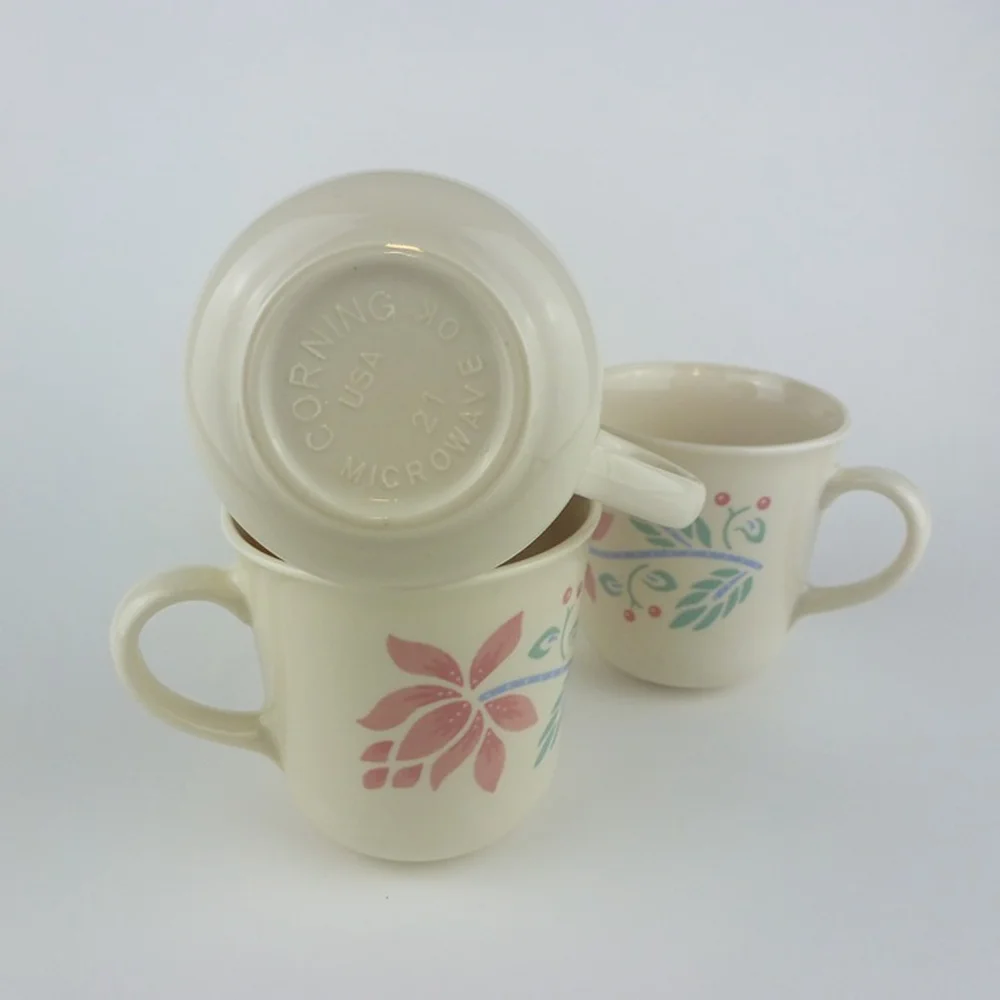 Set of‎ 3 Vintage Corelle Barbados Pattern Cups